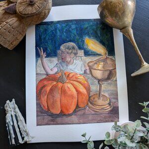 Original Watercolor Painting: Autumn Fire Seeker